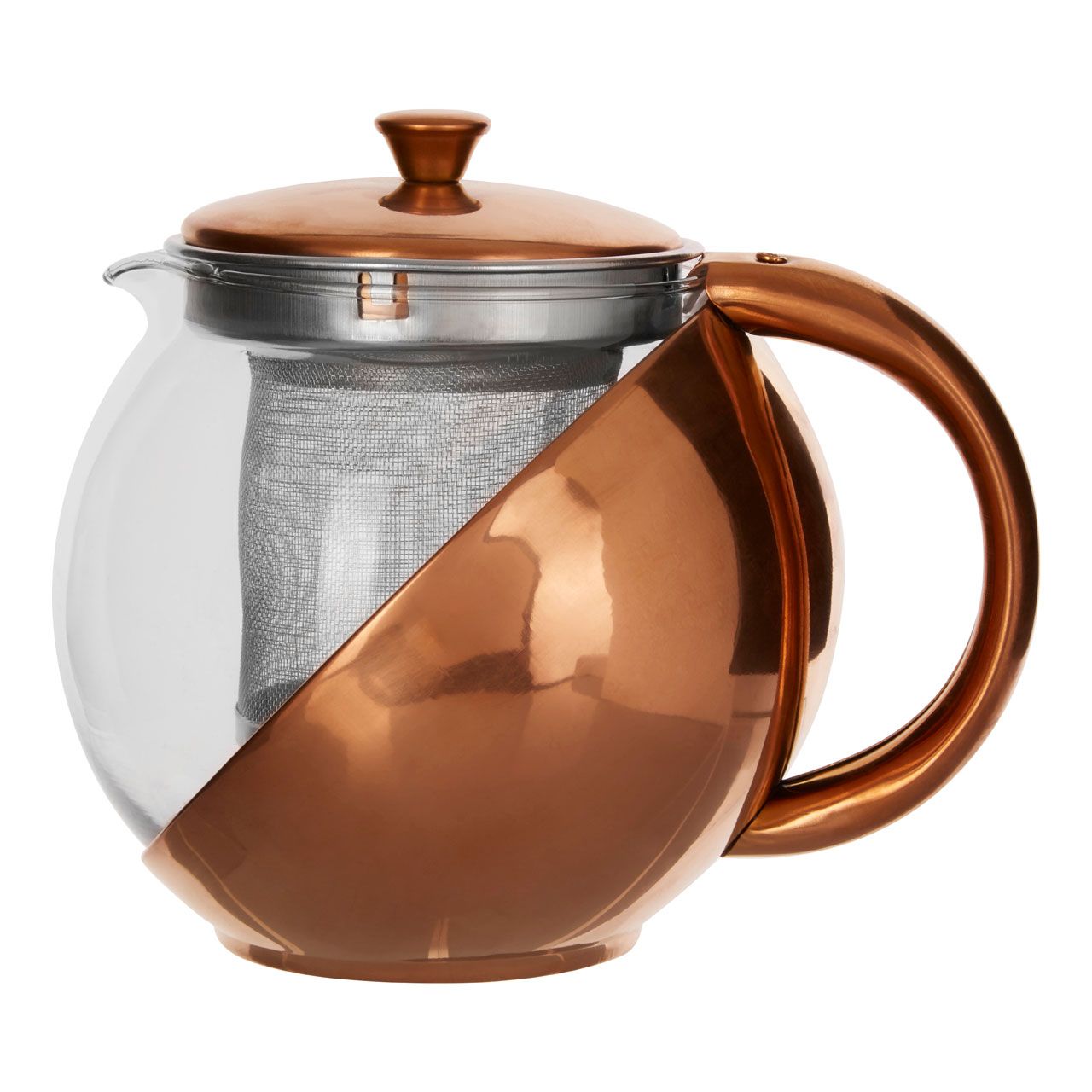 Homewares Copper Finish Glass Teapot With Infuser