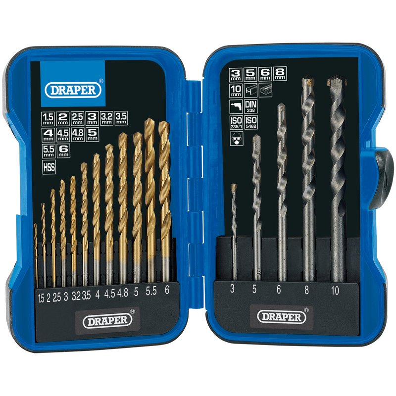 Draper Metric Combined Hss And Masonry Drill Bit Set (17 Piece)