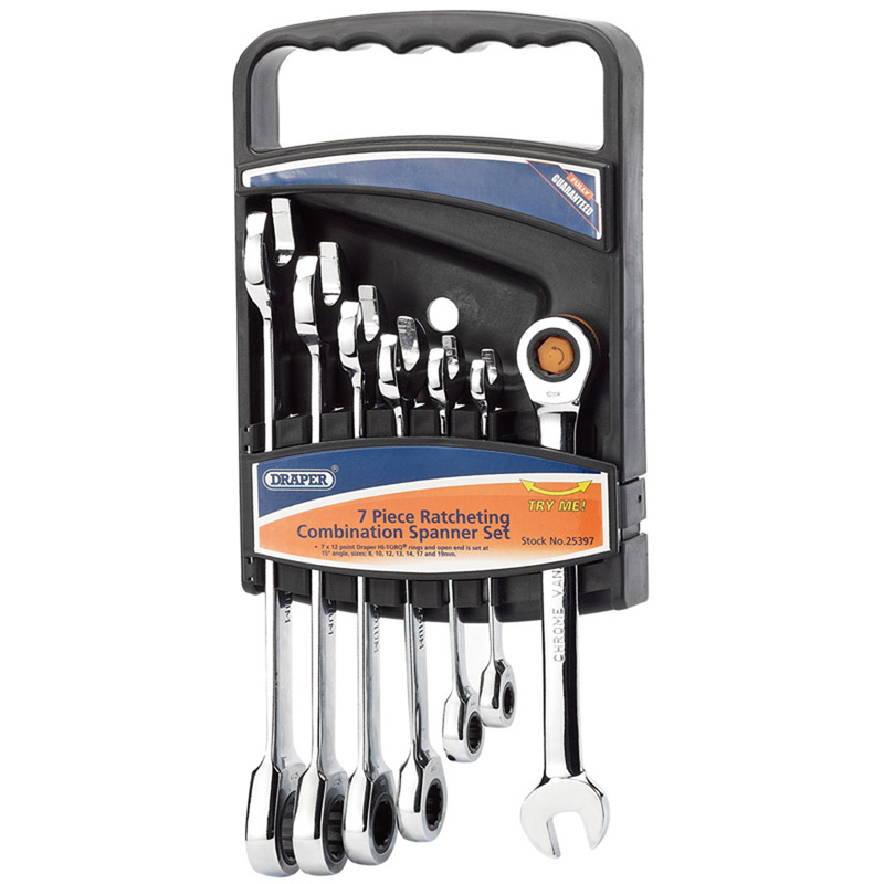 Hi-Torq Metric Ratcheting Combination Spanner Set (7 Piece)