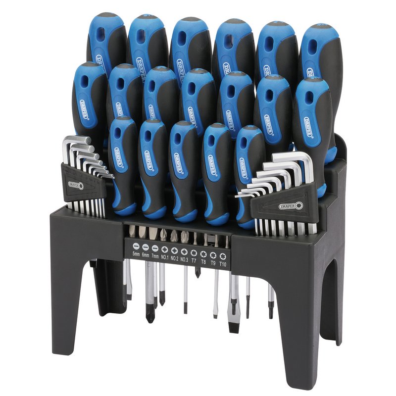 Draper Soft Grip Screwdriver Hex. Key And Bit Set (44 Piece)
