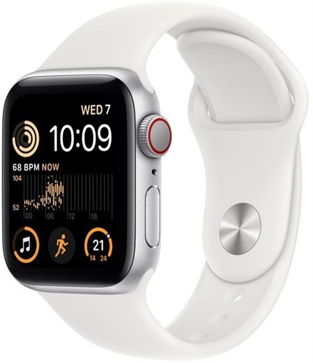 Apple Watch SE GPS 44mm Silver Case with White Band