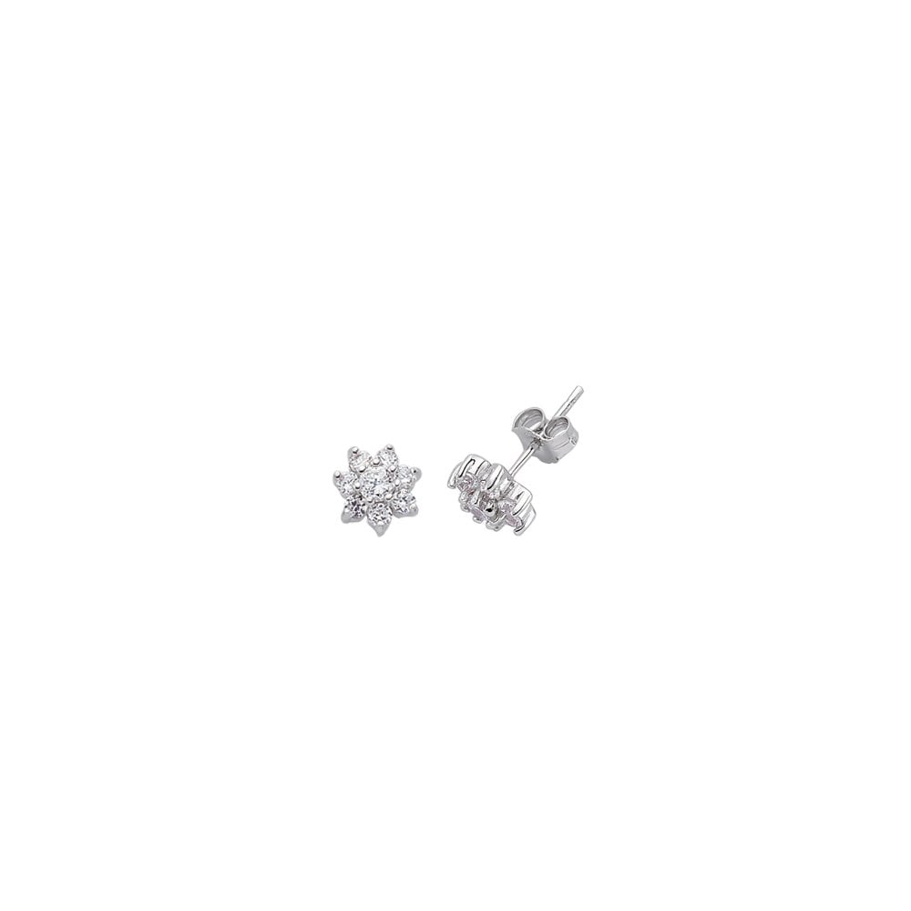 Albion Sterling Silver Cubic Zirconia White Cluster Studs