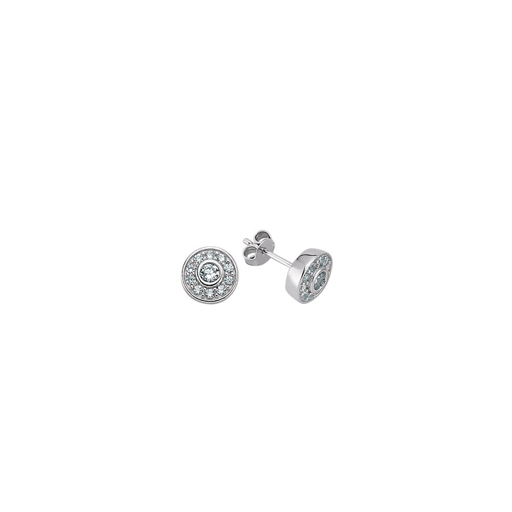 Albion Sterling Silver Cubic Zirconia Micro Pave Studs