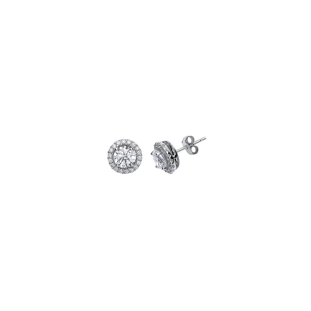 Albion Sterling Silver Cubic Zirconia Cluster Stud Earrings