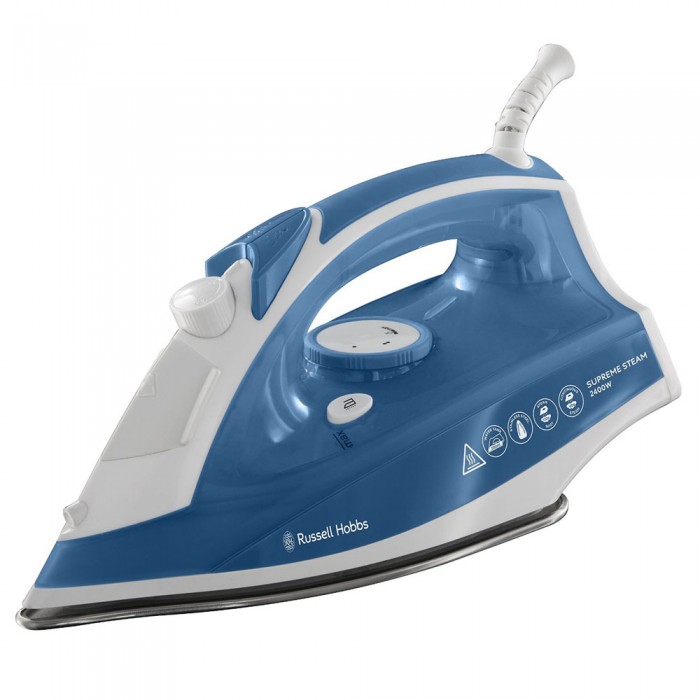 Russell Hobbs 2400W Supreme Steam Traditional Iron Stainless Steel Soleplate Blu